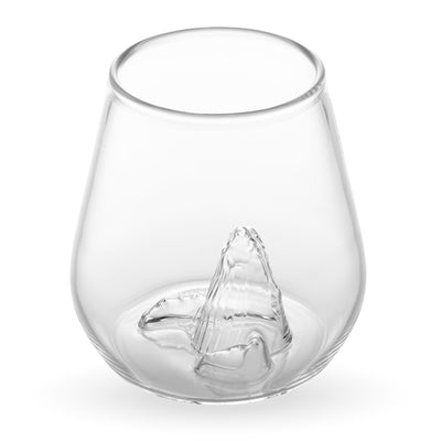 Humpback whale stemless glass with the whale breaching, sculpted into the base